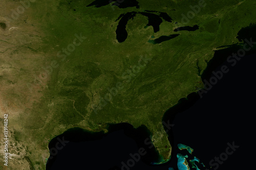 city lights on world map north america
