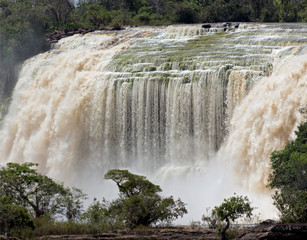 Closeup portrait of waterfall in Canaima national park - Venezuela