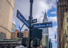 Street Sign Of Madison Ave And East 42nd St - New York, USA