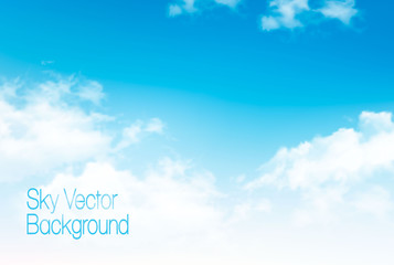 Aufkleber - Vector blue sky panorama with transparent clouds. Vector background.