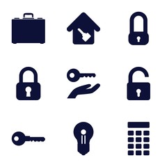 Poster - Set of 9 lock filled icons