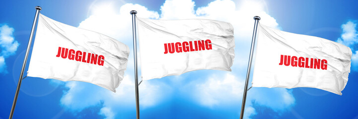 Poster - juggling sign background, 3D rendering, triple flags