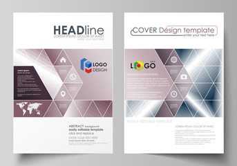Wall Mural - Business templates for brochure, magazine, flyer, annual report. Cover design template, vector layout in A4 size. Simple monochrome geometric pattern. Abstract polygonal style, modern background.