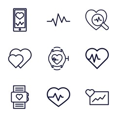 Wall Mural - Set of 9 heartbeat outline icons