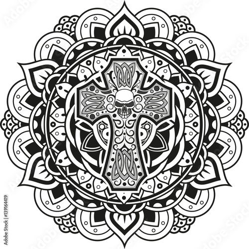 Download Vector illustration of a cross on an indian mandala - Buy ...