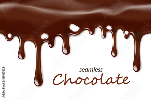 Cuadros en Lienzo Seamless dripping chocolate repeatable isolated on white