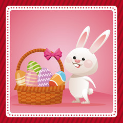 Sticker - happy easter bunny egg decorative celebration vector illustration eps 10