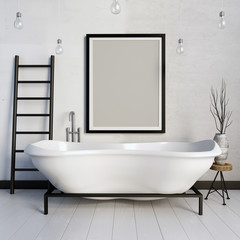 Wall Mural -  interior of the bathroom. frame  mock up. 3d illustration.