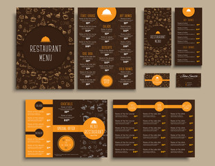 Fototapete - Templates style brown and orange colors, with drawings by hand