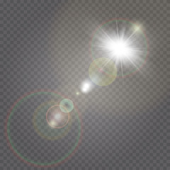 Vector transparent sunlight special lens flare light effect.