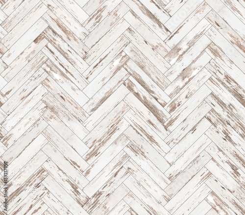 Naklejka na kafelki Herringbone old painted parquet seamless floor texture