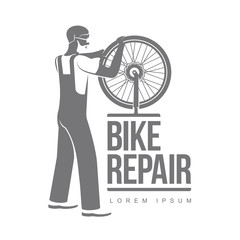 Sticker - Bicycle repair workshop vector logo template