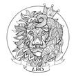Lion zodiac sign coloring book vector