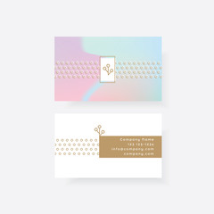 Wall Mural - creative fashionable colorful feminine business card template design with golden logo mark