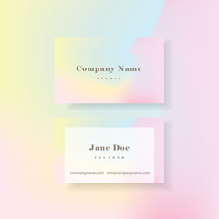Wall Mural - feminine colorful vibrant holographic business card template in minimal style