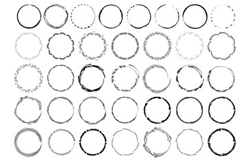 Wall Mural - Big set of handdrawn elements with circles.  Round templates  isolated on background and easy to use. Vector illustration.