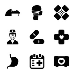 Poster - Set of 9 healthcare filled icons