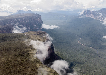 Wall Mural - The view from the plane of the source of the river supply Angel Falls is worlds highest waterfalls (978 m) - Venezuela