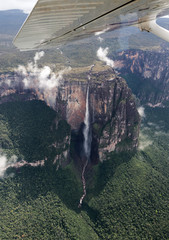 Wall Mural - The view from the plane of the Angel Falls is worlds highest waterfalls (978 m) - Venezuela, Latin America