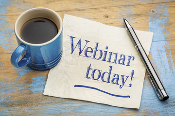 Canvas Print - webinar today reminder on napkin with coffee