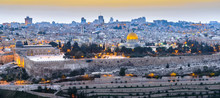 Panoramic View To Jerusalem Old City At Sunset