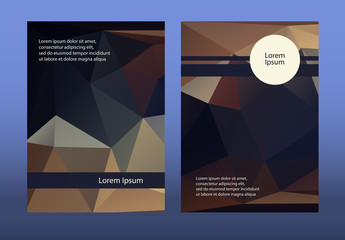 Wall Mural - Dark brochure leaflets. Vector illustration. Low polygonal stylized headlines.