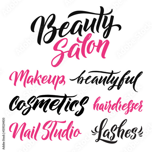 Fotografie, Obraz Logo Beauty Salon Lettering. Custom handmade calligraphy, vector
