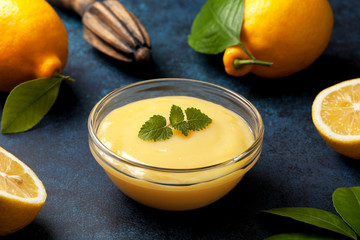 Canvas Print - lemon curd in a glass bowl