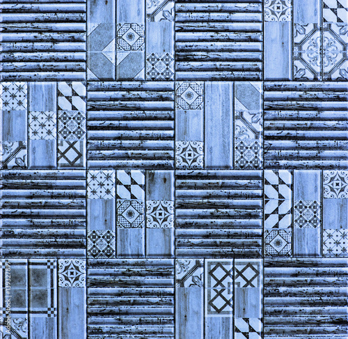 Naklejka na drzwi ceramic tiles, abstract mosaic pattern