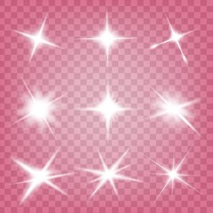 Wall Mural - Creative concept Vector set of glow light effect stars bursts with sparkles isolated on black background. For illustration template art design, banner for Christmas celebrate, magic flash energy ray.