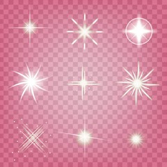 Wall Mural - Creative concept Vector set of glow light effect stars bursts with sparkles isolated on black background. For illustration template art design, banner for Christmas celebrate, magic flash energy ray.