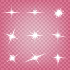 Wall Mural - Creative concept Vector set of glow light effect stars bursts with sparkles isolated on black background. For illustration template art design, banner for Christmas celebrate, magic flash energy ray.