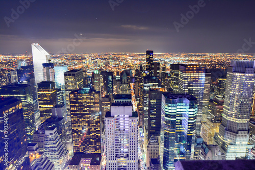 Plakat widok z Nowego Jorku w nocy