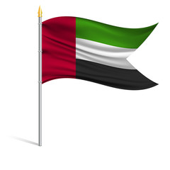 Wall Mural - The national flag of United arab Emirates on a pole. The wavy fabric. The sign and symbol of the country. Realistic vector.