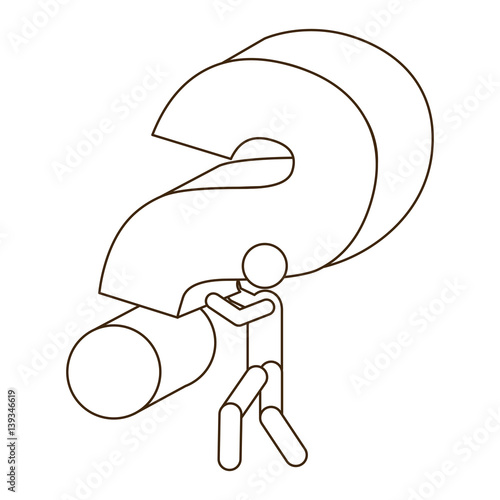 Sketch Contour Person Carrying Question Mark Vector