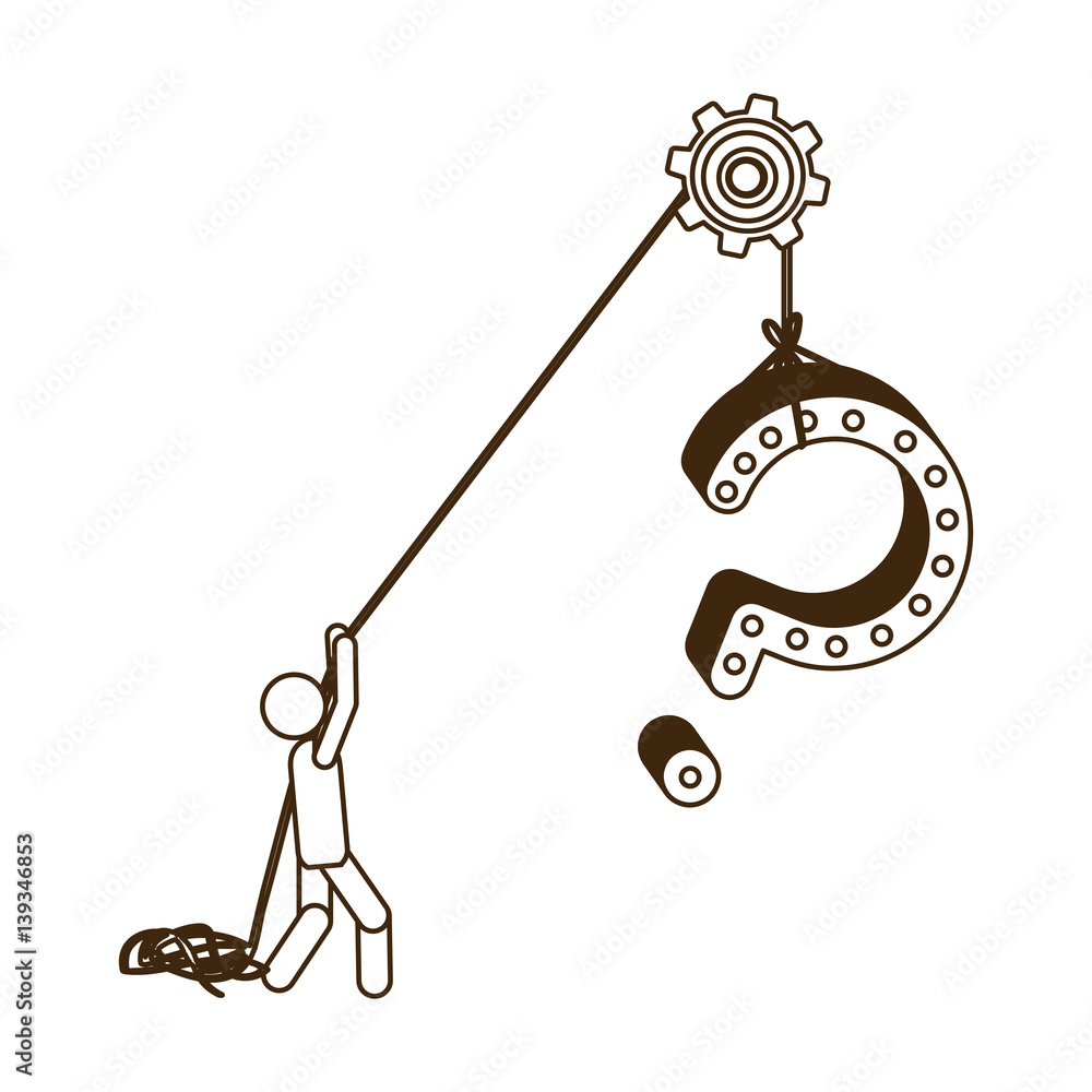 Rope Question Mark sketch contour person pulling rope question mark vector illustration ...