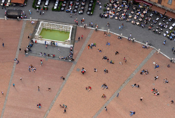 Wall Mural - Campo Square top view from Mangia Tower, Siena, Italy