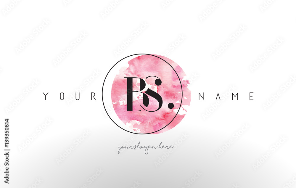 BS Letter Logo Design with Watercolor Circular Brush Stroke. Stock ...