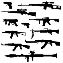 Silhouette Of Various Weapon
