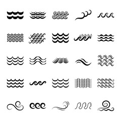 wave black and white icons