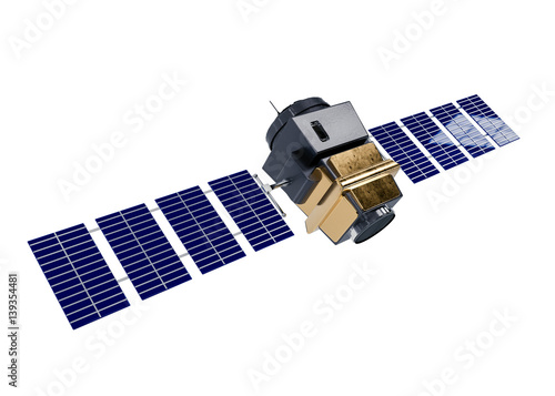 Fotografía artificial satellite concept 3D rendering isolated on white