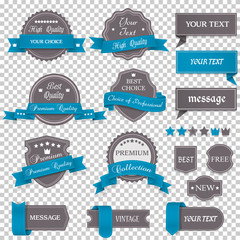 Wall Mural - vintage labels and ribbons on transparent background