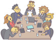 © marinabh - Exhausting business meeting with sleepy employees and boring manager or boss.