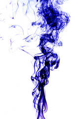 Wall Mural - blue smoke on white background