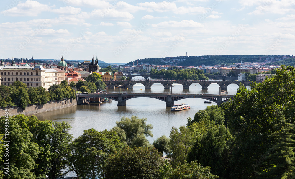 Prague Czech Republic and Vitava River - obrazy, fototapety, plakaty 