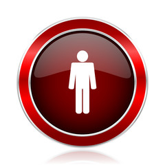 Fototapete - Male red silver metallic web and smartphone vector icon isolated on white background.