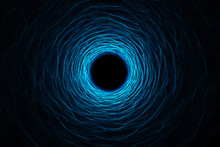 Abstract Speed Tunnel Warp In Space, Wormhole Or Black Hole, Scene Of Overcoming The Temporary Space In Cosmos. 3d Rendering