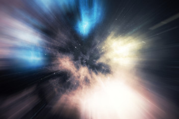 Wall Mural - star warp or hyperspace, abstract speed tunnel warp in space. across the universe, 3d rendering