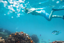 Snorkeling On Tropical Beach, Active Tourism