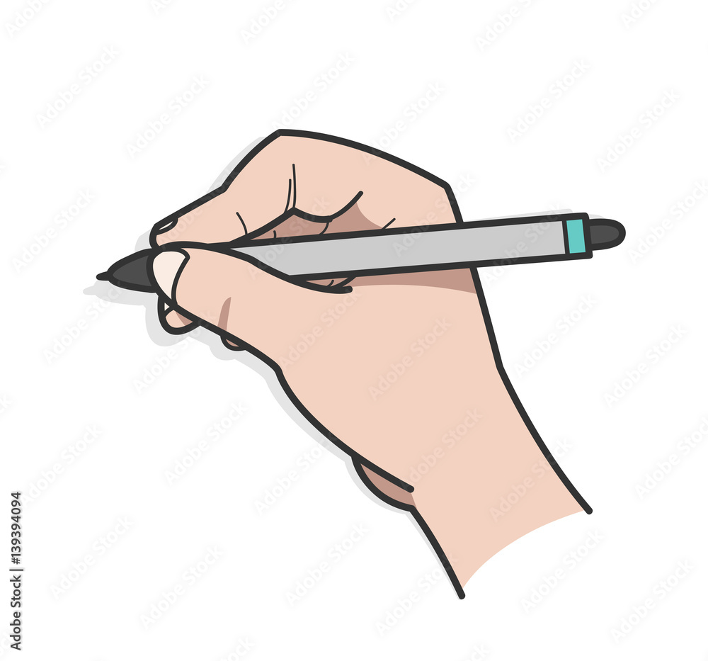 hand holding drawing pen